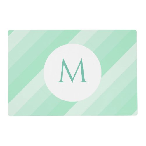 Mint Green Stripes Modern Monogram Template Trendy Placemat