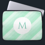 Mint Green Stripes Modern Monogrammed Trendy Laptop Sleeve<br><div class="desc">Mint Green Stripes Modern Monogrammed Trendy Template Laptop Sleeve.</div>