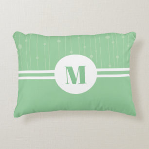 Mint green stripes monogram pastel minimal accent pillow