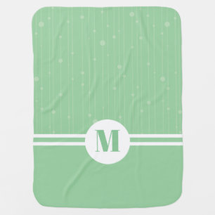 Mint green stripes monogram pastel minimal  baby b blanket
