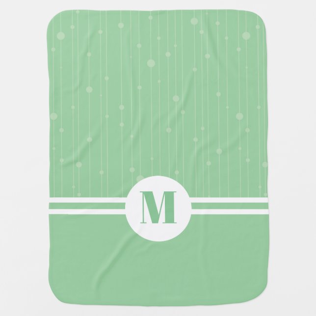 Mint green stripes monogram pastel minimal  baby b blanket (Front)