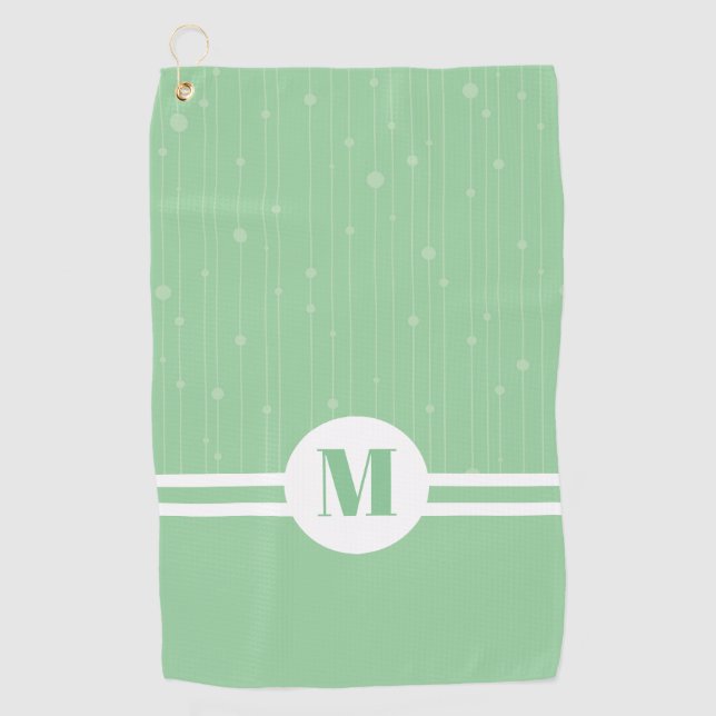 Mint green stripes monogram pastel minimal golf towel (Front)