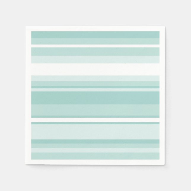 Mint green stripes paper napkins (Front)
