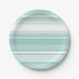 Mint green stripes paper plates