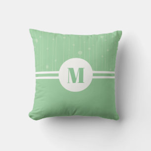 Mint green stripes pastel minimal monogram letter throw pillow