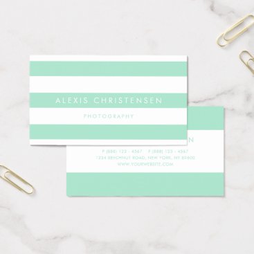 Mint Green Stripes Pattern Contemporary Business Card Mint Green Stripes Pattern Contemporary Business Card