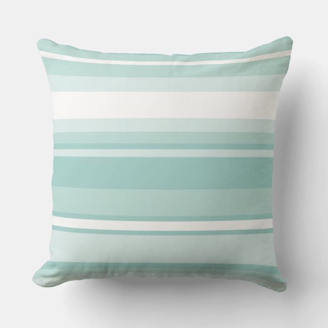 Mint green stripes throw pillow (Front)