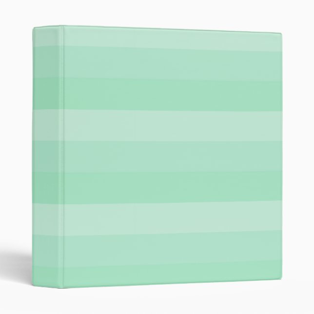 Mint Green Stripes Trendy Modern Elegant Template 3 Ring Binder (Front/Spine)