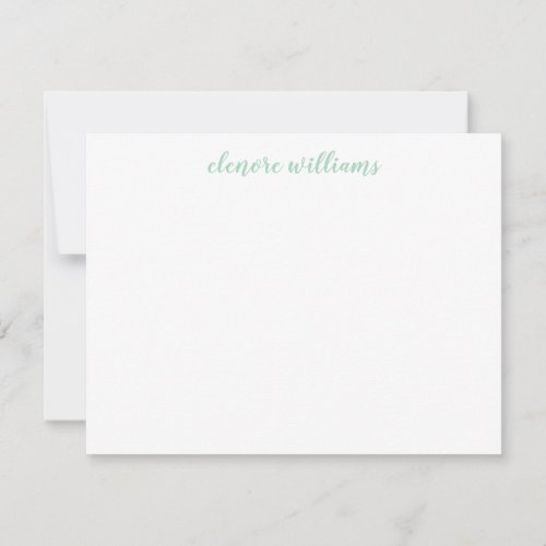 Mint Green Stylish Modern Elegant Girly Script Note Card