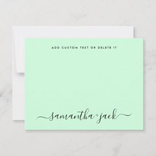 Mint Green Stylish Script Elegant Minimalist Note Card