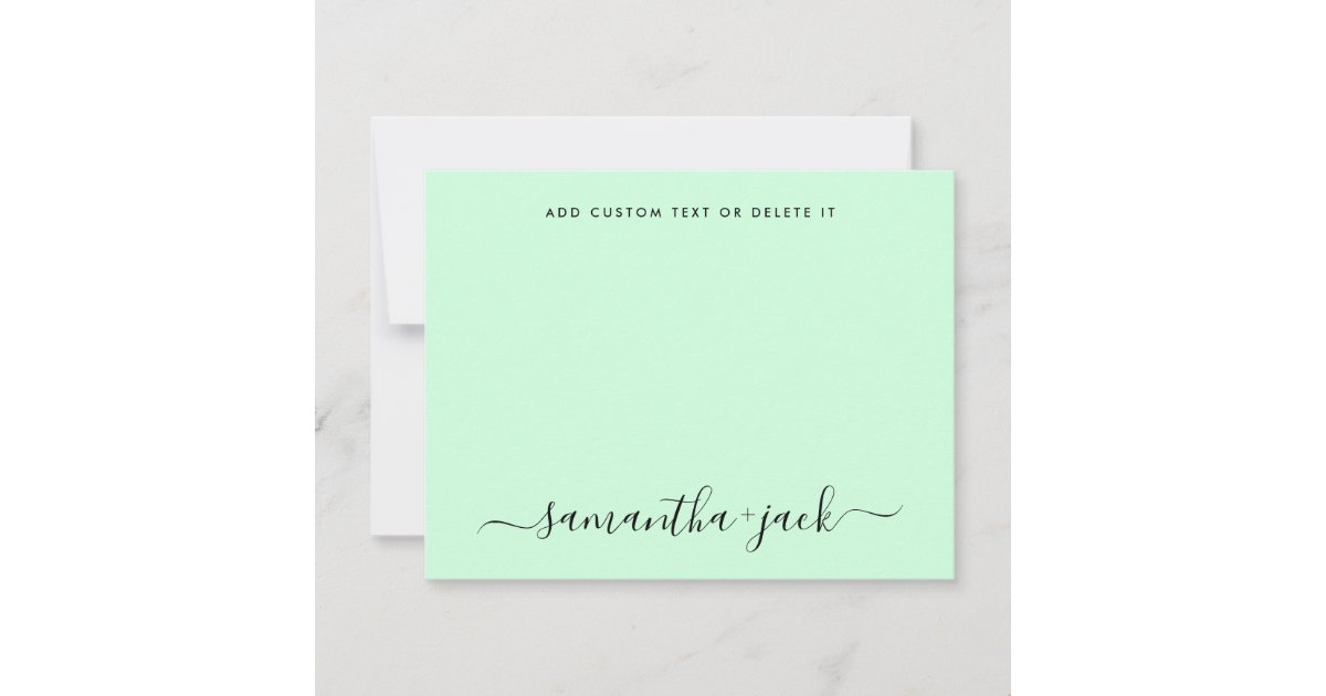 Mint Green Stylish Script Elegant Minimalist Note Card | Zazzle