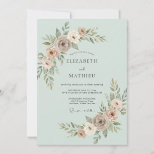 Mint Green Subtle Botanical Wedding Invitation