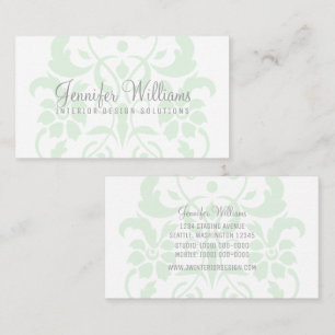 Mint Green Subtle Damask Business Card
