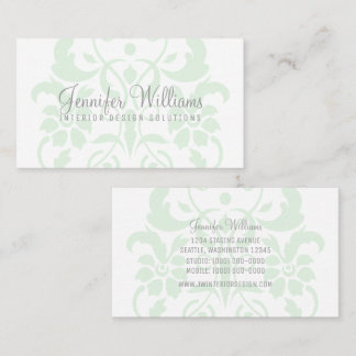 Mint Green Subtle Damask Business Card