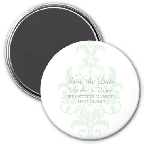 Mint Green Subtle Damask Save the Date Magnet