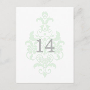 Mint Green Subtle Damask Table Number Postcard