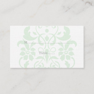 Mint Green Subtle Damask Wedding Place Cards