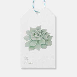 Mint Green Succulent Cactus Watercolor Wedding Gift Tags