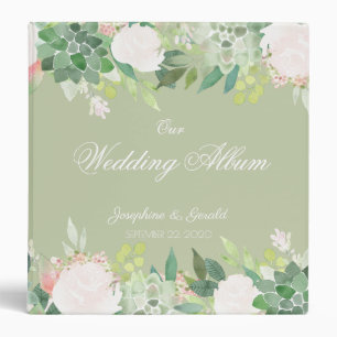 Mint Green Succulent Flower Wedding Album Binder