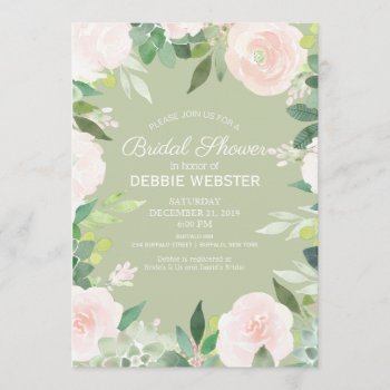 Mint Green Succulent Flower Wedding Bridal Shower Invitation by My_Wedding_Bliss at Zazzle