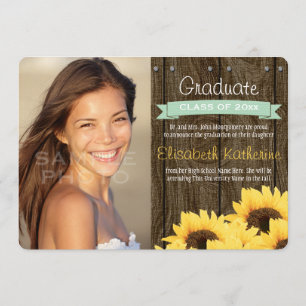 Mint Green Sunflower Graduation Announcement