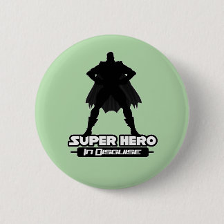 Mint Green Super Hero In Disguise Minimalist Comic Button
