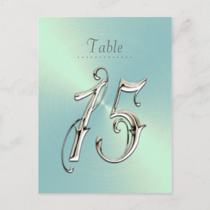 Mint Green Table Numbers Fancy Silver Fiifteen