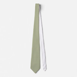 Mint-Green & Tan Ikat Geometric Zigzag Pattern Neck Tie