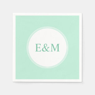 Mint Green Template Modern Elegant Monogram Napkins