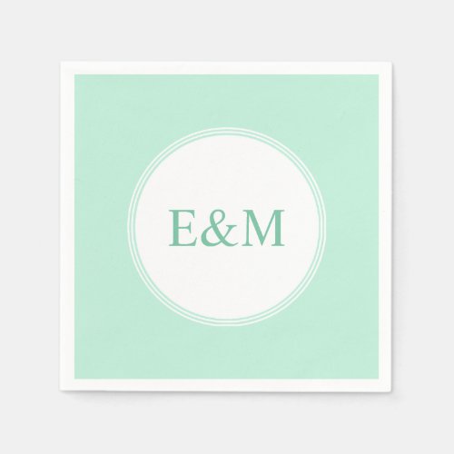 Mint Green Template Modern Elegant Monogram Napkins