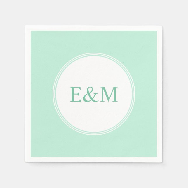 Mint Green Template Modern Elegant Monogram Napkins (Front)