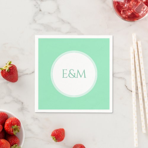 Mint Green Template Monogram Modern Elegant Napkins