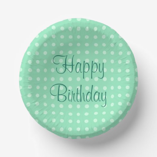 Mint Green Template Trendy Happy Birthday Text Dot Paper Bowls