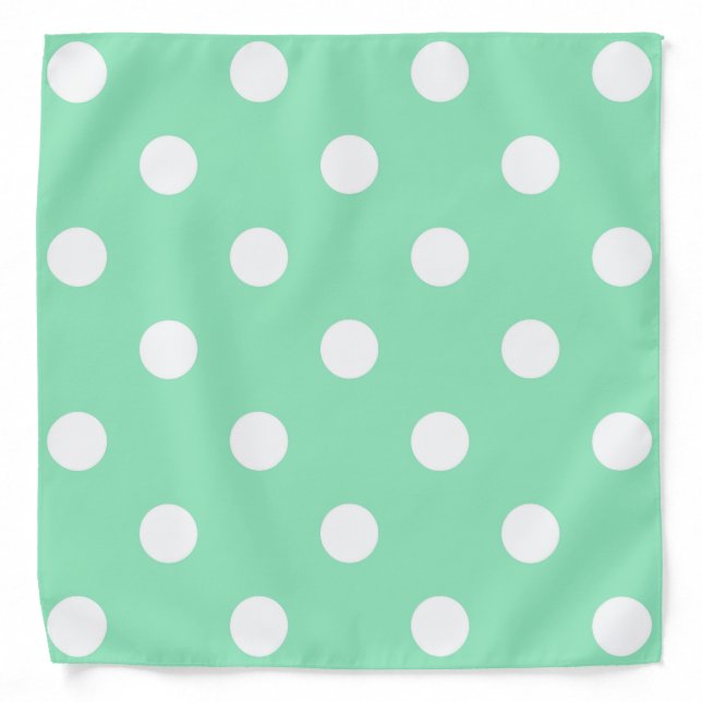 Mint Green Template White Polka Dots Elegant Bandana (Front)