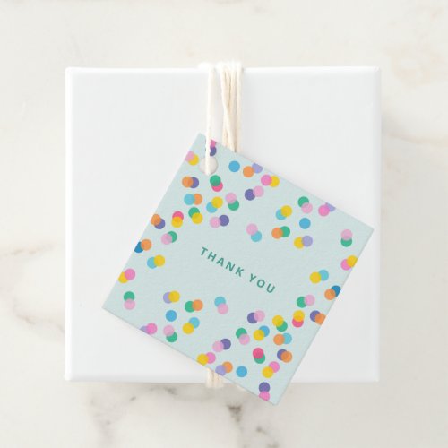 Mint Green Thank You Confetti Kids Birthday Favor Tags