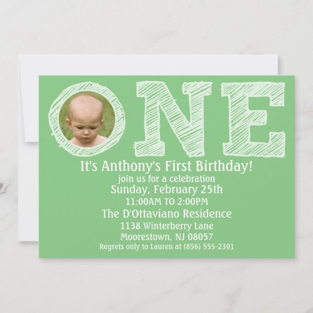 Mint Green The Big One First Birthday Party Invitation (Front)