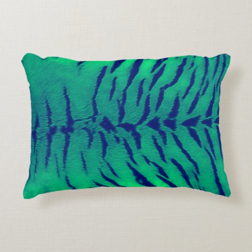 Mint Green Tiger Skin Print Accent Pillow