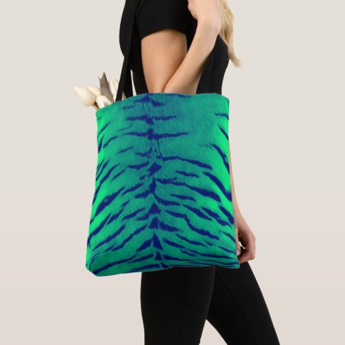 Mint Green Tiger Skin Print Tote Bag