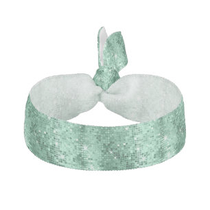 Mint-Green Tones Disco Glitter Print Hair Tie