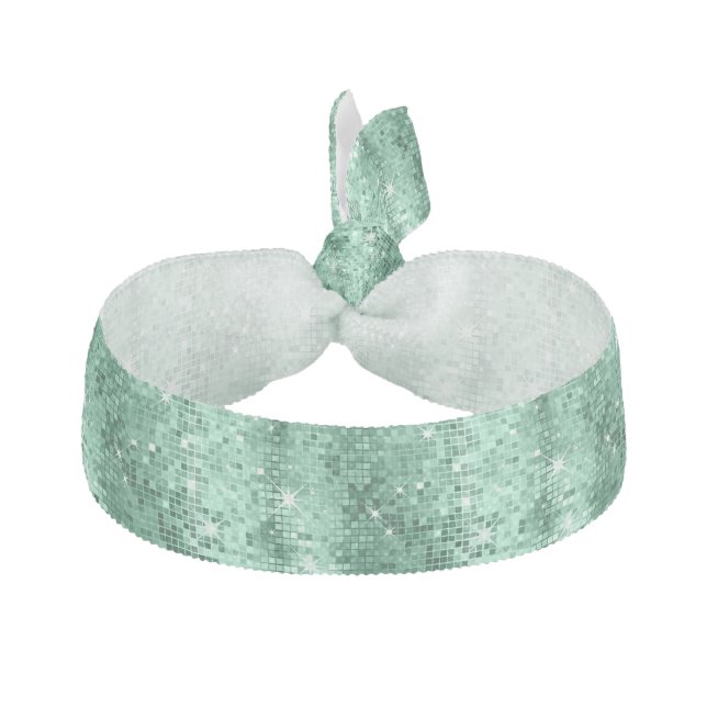 Mint-Green Tones Disco Glitter Print Hair Tie (Front)