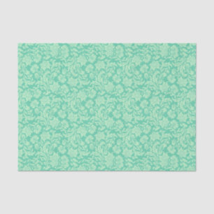 Mint-Green Tones Floral Damasks Pattern Tissue Paper
