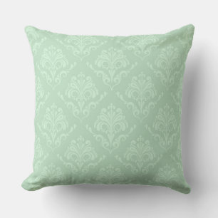 Mint Green Tones Floral Damasks Throw Pillow