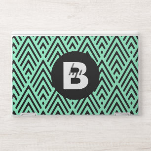 Mint Green Trendy Chevron Pattern Monogram HP Laptop Skin