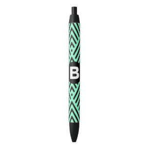 Mint Green Trendy Chevron Pattern Monogram Pen