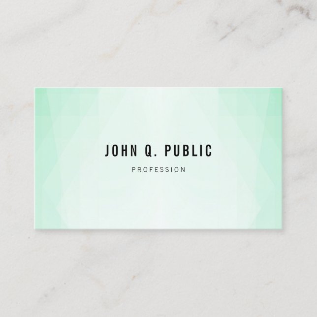 Mint Green Trendy Modern Simple Template Business Card (Front)