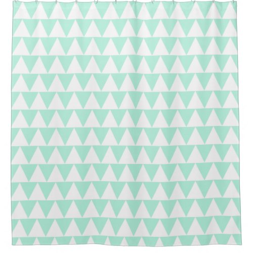 Mint green triangles shower curtain