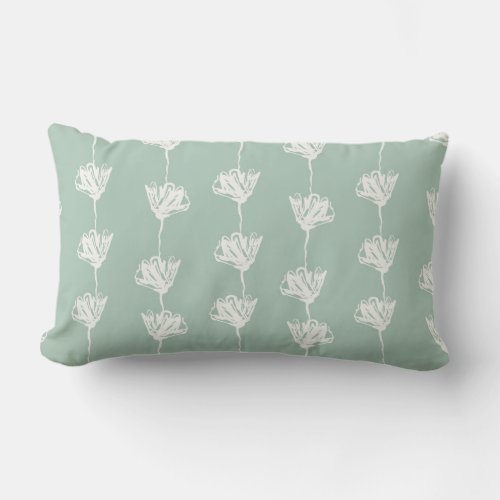 MInt Green Tulip Pattern Throw Pillow