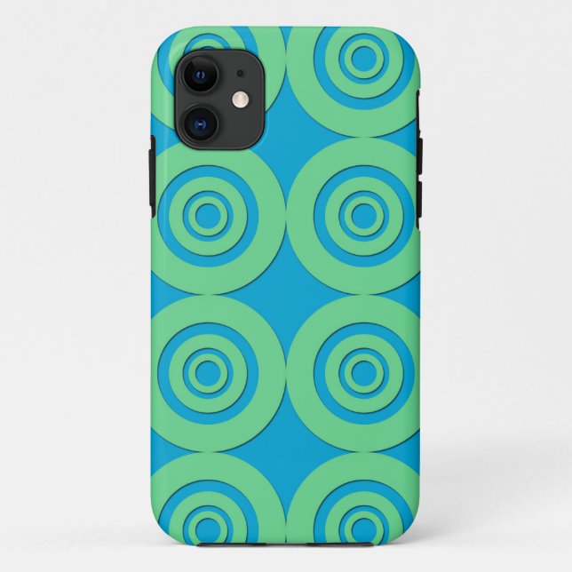 Mint Green Turquoise Circles Modern Pattern Case-Mate iPhone Case (Back)