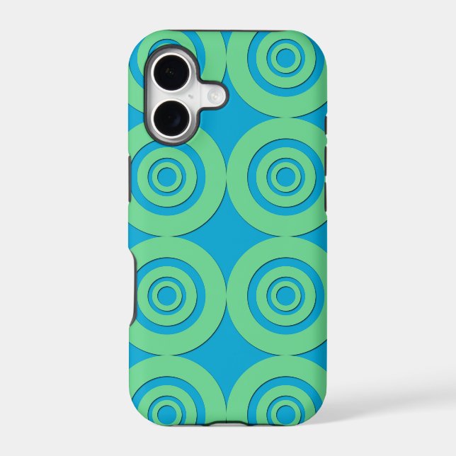Mint Green Turquoise Circles Modern Pattern Iphone Case (Back)