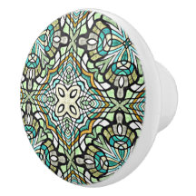 Mint Green Turquoise Hip Bohemian Bali Art Motif